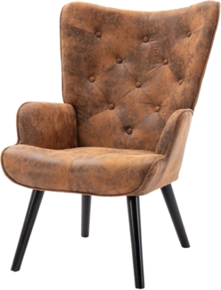 SeedWave Ohrensessel Bequemer Wing Chair, Ergonomischer Hochlehnsessel, Retro-Stil, Retro-Design, Massiver Holzrahmen, Gemütlich & Langlebig