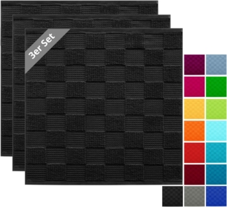 Lashuma Geschirrtuch Lissabon, (Set, 3-tlg), Schwarze Frotteetücher kuschelig 50x50 cm