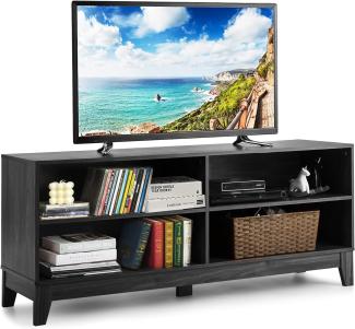 COSTWAY TV-Schrank Fernsehschrank Holz TV-Ständer Fernseher Fernsehtisch mit Regale, Sideboard Wohnzimmerschrank Küchenschrank 147x40x61cm (Dunkelbraun)