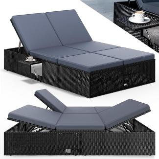 CASARIA® Sonnenliege 2 Personen Klapptisch Schwarz Anthrazit