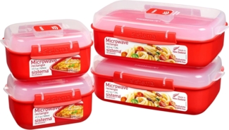 sistema Aufbewahrungsbox Sistema Microwave-Heat & Eat Frischhaltedosen Set, 4 Stück