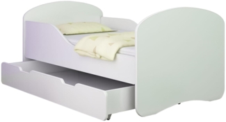 Jugendbett Kinderbett mit einer Schublade und Matratze Weiß ACMA I 140 160 180 (140x70 cm + Schublade, Weiß)