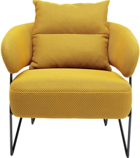 Kare Design Sessel Peppo, Gelb, Stabiler Sessel mit Armlehne für Wohnzimmer, 200kg max. Belastbarkeit, Gepolstert, Stahl Beine, Lounge Sessel für Office, 71 x 78 x 76 cm (H/B/T)