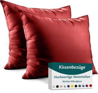 Kissenbezug 65x65 Mikrofaser Premium 2er Set Kissenhülle Deko für Kissen Sofa/Bett Stoff Superweicher Resistent Hypoallergen Anti-Milben Atmungsaktiv Kopfkissenbezug mit Verdecktem Zip Voll Waschbar