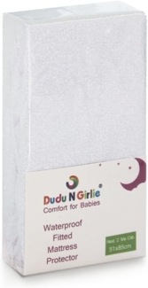 Dudu N Girlie Next2Me Matratzenschoner für Kinderbett, Frottee, 100% wasserdicht, 51x85 cm, Weiß