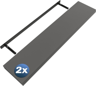 Casaria Wandregal mit Halterung, 2 Stück, MDF, Grau / Matt, 110 x 23 x 3,8cm