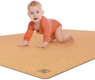 Famifidus Krabbelmatte Baby schadstofffrei - Kinder Spielmatte aus Kork & Naturkautschuk - 180x135 cm - Bodenmatte mit 4,5mm Stärke ideal als Spielunterlage, Spiel und Krabbelunterlage