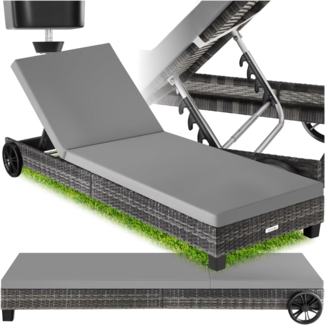 tectake Gartenliege Rattan Sonnenliege, 1, 1 St, 1tlg, mit Aluminiumgestell