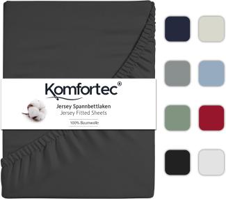 Komfortec Jersey Spannbettlaken 160x200 cm, 100% Baumwolle, Anthrazit