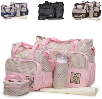 Moni Wickeltasche Stella, Set mit Wickelunterlage, Isoliertasche f. Babyflaschen pink