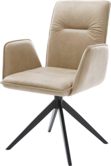 Drehstuhl Vinja-Flex Mikrofaser Beige Vintage Kreuzgestell breit Schwarz 360° drehbar Wippfunktion