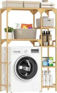 HOMCOM Badregal mit mehrere offene Fächer, Toilettenregal 1-tlg, für Badezimmer, Naturholz