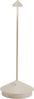 Zafferano, Pina Lamp, Kabellose wiederaufladbare Tischleuchte mit Touch Control, Auch als Außenleuchte verwendbar, Dimmer, 2200-3000 K, Höhe 29 cm, Farbe Sand