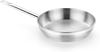 BRA Professional Bratpfanne, 30 cm, Edelstahl 18-10, dreifacher Diffusorboden ohne Antihaftbeschichtung, Vollinduktionsboden, ergonomischer Griff aus Edelstahl, Silver