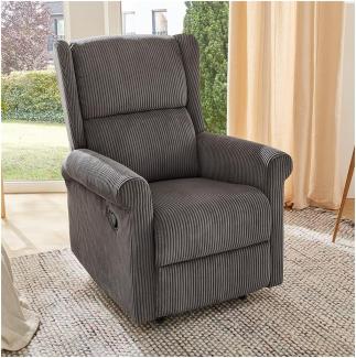 Fernsehsessel Samu / Samara , Polyester, Stoff , Grau , 77 x 106 x 95 cm