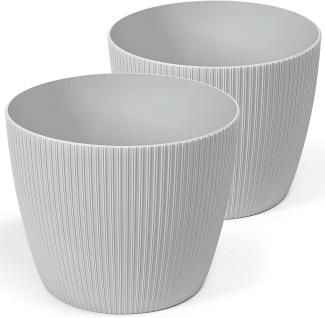 Tymar Blumentopf, 2er-Pack, Runde Form, Übertopf ((2pack) Grau, ø 30 cm)