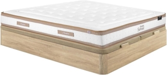 Vente-unique - Bett mit Bettkasten - 180 x 200 cm - Natur hell - Hybridmatratze 7-Zonen Taschenfederkern & Memoryschaum - Höhe 28 cm - MEYANI von YSMÉE