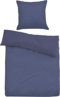 Tom Tailor Flanell Bettwäsche Cooper | 135x200 cm + 80x80 cm | indigo-blue