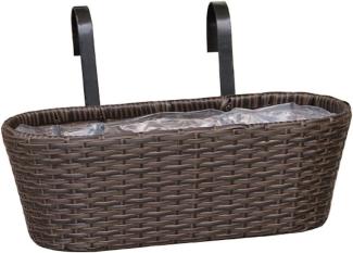 Dehner Blumenkasten mit Halterung, ca. 30 x 16 x 26 cm, Polyrattan, braun