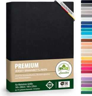 leevitex® Spannbettlaken Premium Spannbettlaken, 97% Mako-Jersey-Baumwolle und 3% Elasthan, Gummizug: rundum, blickdicht, Anti-Pilling, 97% Baumwolle, 3% Elasthan, 40 cm Steg