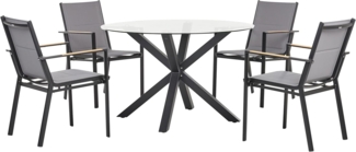 Gartenmöbel Set 4-Sitzer MALETTO BUSSETO Glas Schwarz