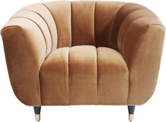 Kare Design Sessel Spectra, Braun, Polstersessel, Samtoptik, Massivholz Beine, 44cm Sitzhöhe, Retro Design, 74 x 108 x 95 cm (H/B/T)