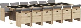 vidaXL 13-tlg. Garten-Essgruppe mit Kissen Beigemischung Poly Rattan 3210588