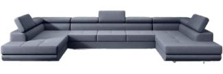 Designer Sofa Positano mit Schlaf und Klappfunktion (Stoff) Blau