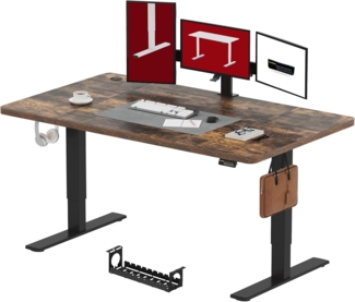SANODESK Elektrisch Höhenverstellbarer Schreibtisch 180x80 cm – Ergonomischer Steh-Sitz Tisch mit Memory-Funktion für Homeoffice und Heimbüro, braun, Computertisch, Standing Desk