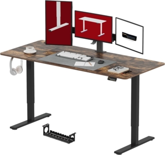 SANODESK Elektrisch Höhenverstellbarer Schreibtisch 180x80 cm – Ergonomischer Steh-Sitz Tisch mit Memory-Funktion für Homeoffice und Heimbüro, braun, Computertisch, Standing Desk