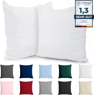 Dreamzie Kissenbezug 65x65 Baumwolle Renforcé (2er-Set) - Weiss - Dicht gewebt mit 57 Fäden/cm² - Kissenbezüge 65x65 cm - Oeko Tex Zertifiziert