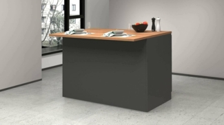 Dmora - Kücheninsel Emmanuel, Mehrzweckschrank, Küchenzeile Schrank, Zusätzlicher Tisch, 100% Made in Italy, 125 x 90 x 90 cm, Anthrazit und Eiche