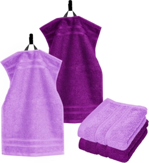 Lashuma Handtuch Set London, Frottee (Set, 4-St), Flauschige Badezimmer Handtücher lila 30x50 cm