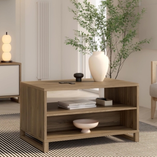 Forte MAREDA Couchtisch 90, Couchtisch mit offenen Fächern, Holzwerkstoff, Valencia Eiche Dekor, 90 cm breit, 51,7 cm hoch, 60 cm tief
