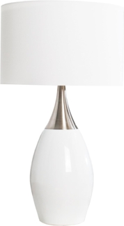 riess-ambiente Tischleuchte CARLA 60cm weiß / silber, ohne Leuchtmittel, Modern Design,Schirm aus Leinenstoff