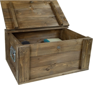 Kistenkolli Altes Land Allzweckkiste Holztruhe Hugo braun mit Deckel Holzkiste Schatzkiste Hochzeitskiste (Spar-Set)