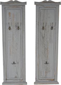 2er-Set Garderobe Wandgarderobe Garderobenpaneel Wandhaken 109x28x4cm ~ grau shabby