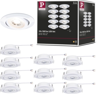 Paulmann 99996 LED Einbauleuchten 10er-Set schwenkbar 3000K Weiß