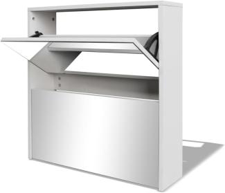 vidaXL Schuhschrank mit 2 Fächern Spiegel Weiß 63x17x67 cm 243046