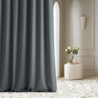 ROOM99 Vorhang mit Silberen Ösen Aura 140x250 cm Breite x Höhe Schiebegardinen Deko Modern Curtain Gardine Wohnzimmer Schlafzimmer Dunkelgrau, 1 Stück