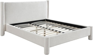 Vente-unique - Bett - 180 x 200 cm - Bouclé-Stoff - Weiß - CONOMO