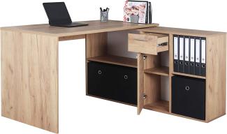 Schreibtisch 137 x 136 x 75 cm Eiche braun – Bürotisch Eckschreibtisch RICOO WM081-EG