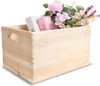 Creative Deco Holzkiste Obstkiste Korb 40x30x24cm (1cm) mit Griffen ohne Deckel, Hölzernen Kasten Holzbox Kiste