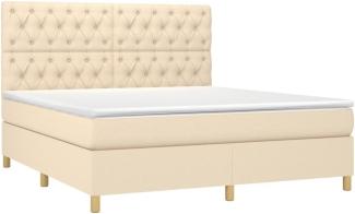 vidaXL Boxspringbett mit Matratze & LED Creme 160x200 cm Stoff