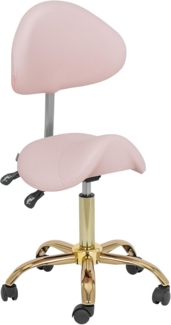 Physa Drehstuhl Sattelstuhl Sattelhocker mit Lehne Rollhocker Rosa/Golden, Zartrosa, Golden