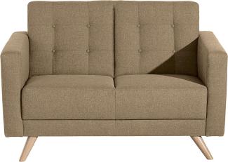 Julian Sofa 2-Sitzer Flachgewebe Sand Buche Natur