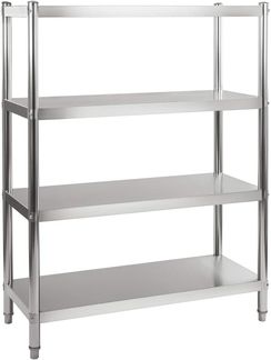 Royal Catering Standregal 120x48,5x155 cm Küchenregal Edelstahlregal Edelstahl Gastro 4 Ablagen