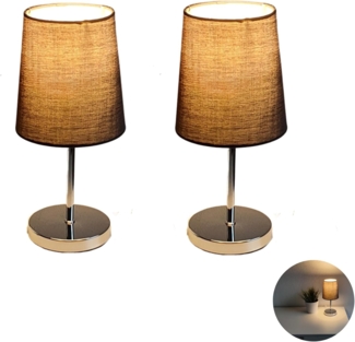 Lichthandel Hoch LED Tischleuchte Nachttischlampe 2er Set Nachttischleuchte für Schlafzimmer Tischlampe, LED wechselbar, warmweiß, LED