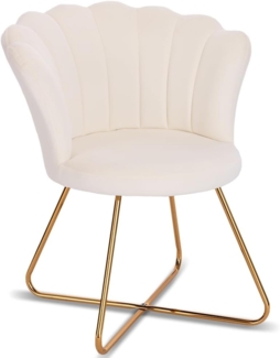 BAKAJI Beige, Relaxsessel mit Rückenlehne und Sitzfläche aus Samt, Metallgestell, Standard