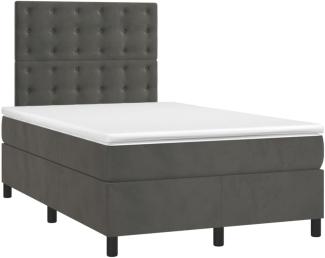 vidaXL Boxspringbett mit Matratze Dunkelgrau 120x200 cm Samt, Härtegrad: H2 [3143254]